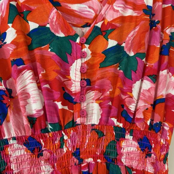 Anthropologie Abel The Label High Low Dress Women's Medium Floral Pink Tropical - Picture 5 of 14